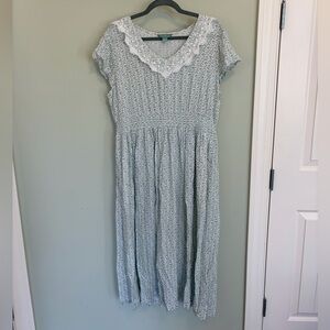 Lace Trimmed Green Dress